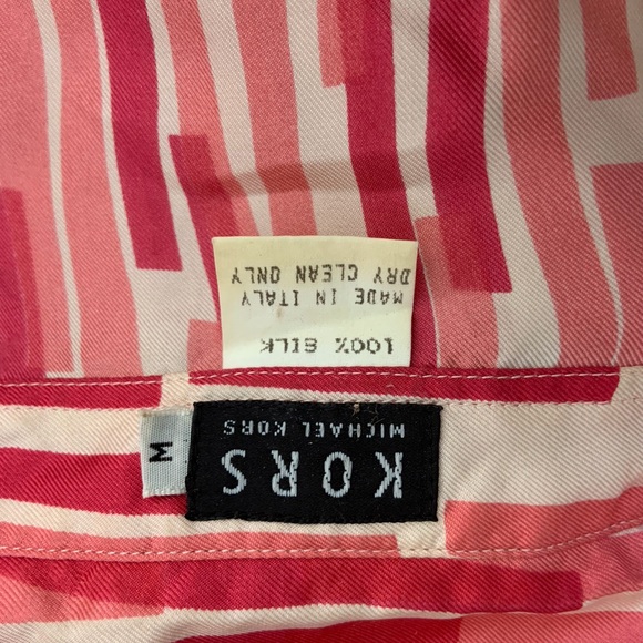 New List🌹Vintage Michael Kors Pink & White Silk Long Sleeve Button Down Blouse - Picture 6 of 6